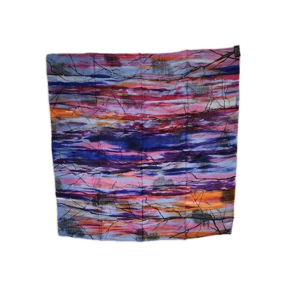 Vintage Multicolored Square Scarf Made In Japan Designed In Paris Rain Repellent